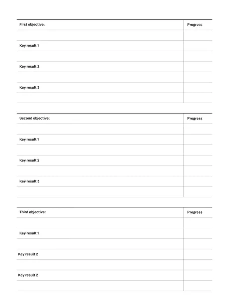 OKR layout template