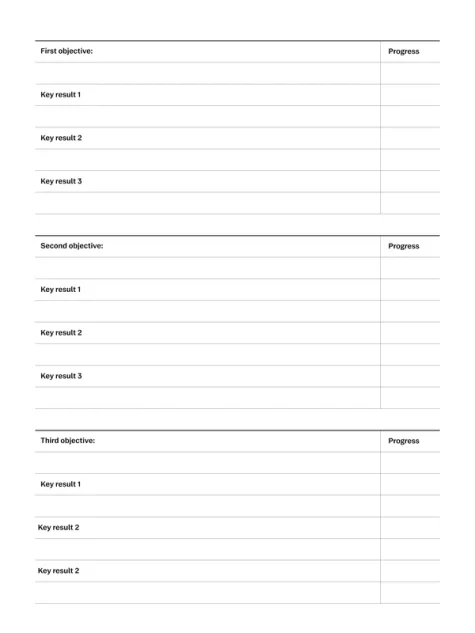 OKR layout template