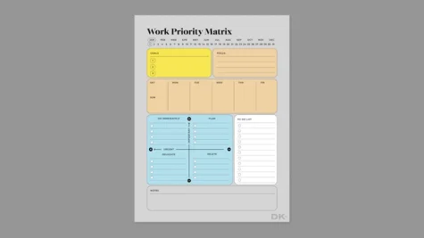 Work priority matrix (US) from DesignersKitCo for reMarkable tablet