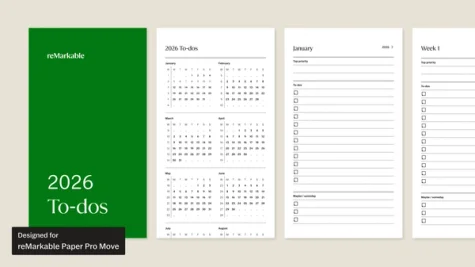 2026 To-do workbook for reMarkable Paper Pro Move