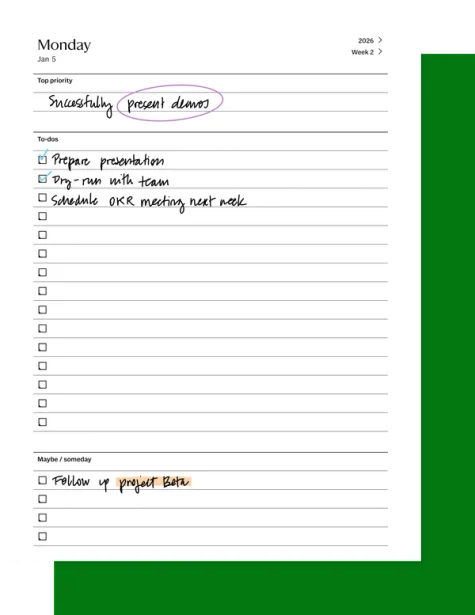 2026 To-do workbook for reMarkable paper tablets