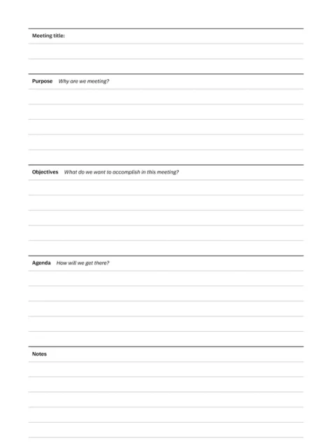 Meeting outcomes template for reMarkable paper tablet