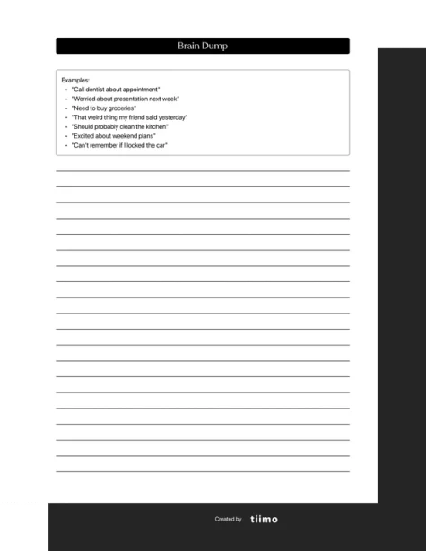 Brain Dump workbook from Tiimo for reMarkable paper tablets