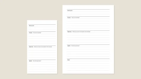 Meeting outcomes template for reMarkable paper tablet