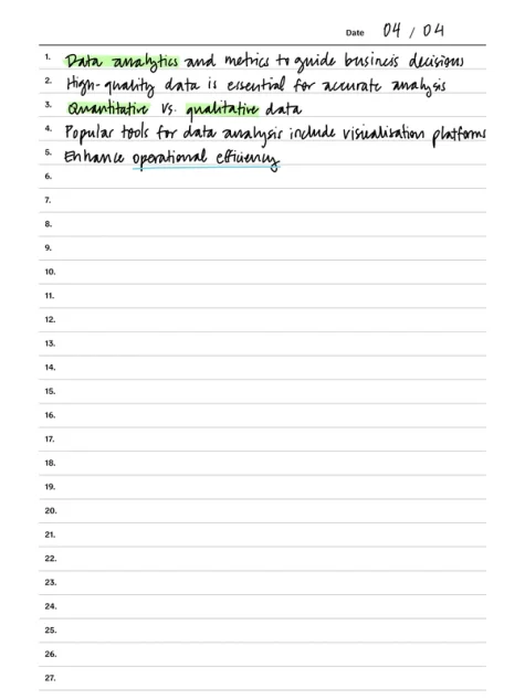 Sentence method template for reMarkable tablet with filled in content