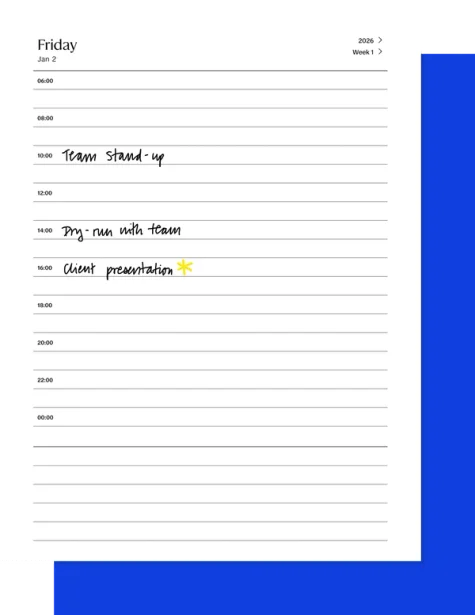 2026 Calendar (US) workbook for reMarkable Paper Tablets