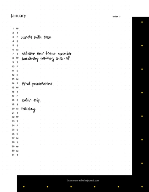 Bullet Journal for reMarkable tablet with filled in content