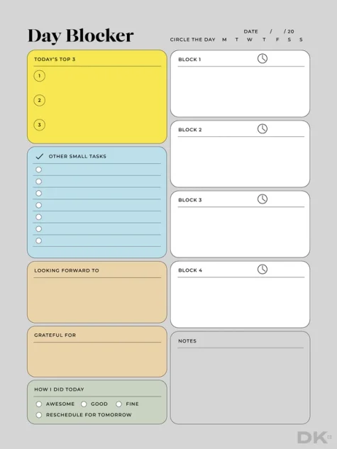 Day blocker workbook from DesignersKitCo for reMarkable tablet